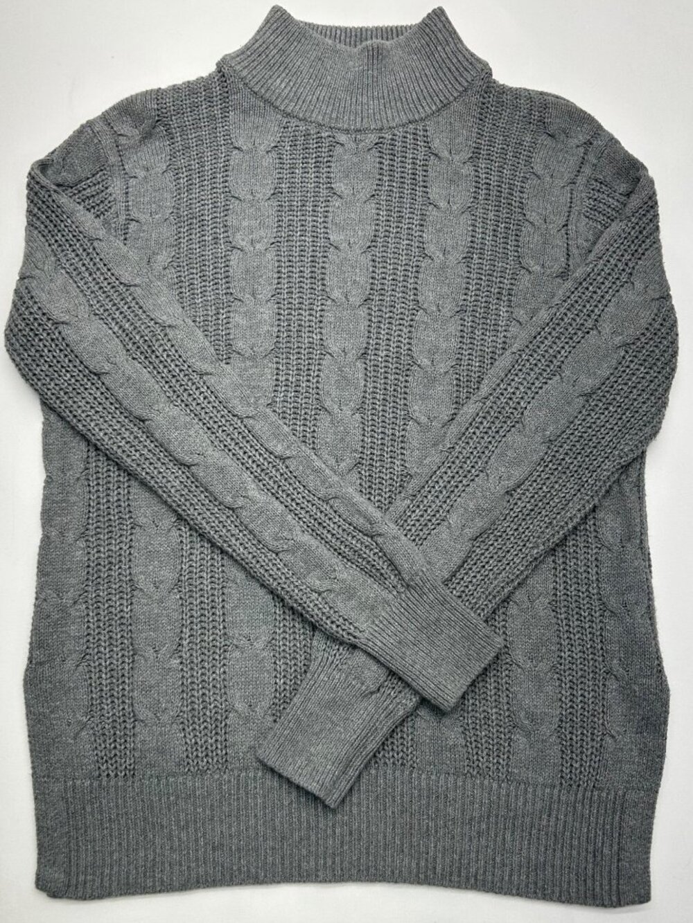 Banana Republic Gray Cable Knit Mock Neck Sweater XS Soft Warm Womens Pullover